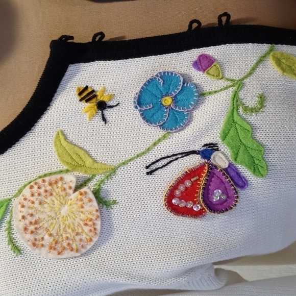 Embroidered jacket medium Christina rotelli. Beautiful ladybugs bees butterflies - Picture 4 of 14